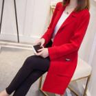 Single Button Long Knit Jacket