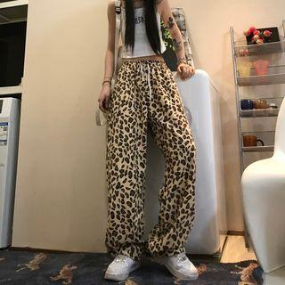 Leopard Print Corduroy Jogger Pants