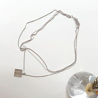 Medallion 3-tiered Necklace Silver - One Size