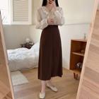 Ruffle Blouse / Midi A-line Skirt