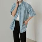 Corduroy Striped Short-sleeve Shirt