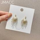 Faux Pearl Fringed Alloy Earring 1 Pair - 925 Silver - Gold - One Size