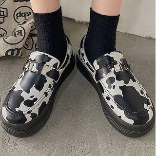 Platform Cow Print Loafers