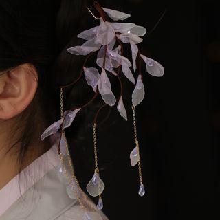 Petal Fringed Hair Stick 1pc - Gold & Purple - One Size