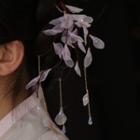 Petal Fringed Hair Stick 1pc - Gold & Purple - One Size