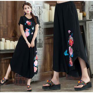 Embroidered Palazzo Pants