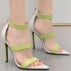 High-heel Contrast Strap Sandals