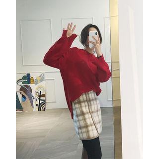 Wool Blend Dip-back Sweater