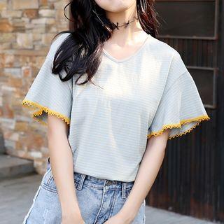 Lace Trim Stripd Tee