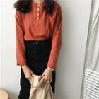 Button Neck Long-sleeve T-shirt