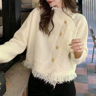 Frayed Trim Cropped Jacket