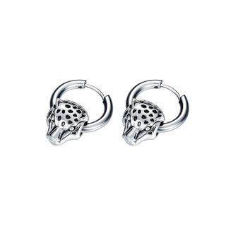 Fashion Personality Leopard Head 316l Stainless Steel Stud Earrings Silver - One Size