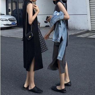 Elbow-sleeve Knotted Knit Dress
