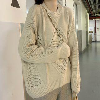 Pointelle Sweater / Straight-cut Knit Pants