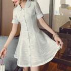 Striped Short-sleeve Mini A-line Dress