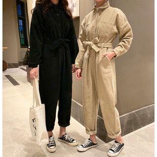 Long-sleeve Tie-waist Jumper Pants