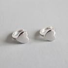 925 Sterling Silver Heart Earring Platinum - One Size