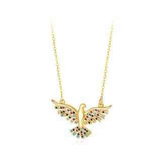 Fashion And Elegant Plated Gold Eagle Necklace With Colorful Cubic Zircon Golden - One Size