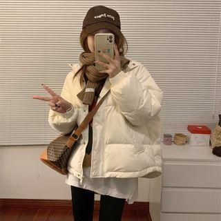 Padded Hooded Cropped Zip-up Jacket White - One Size