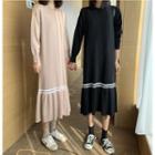 Long-sleeve Knit Contrast Dress