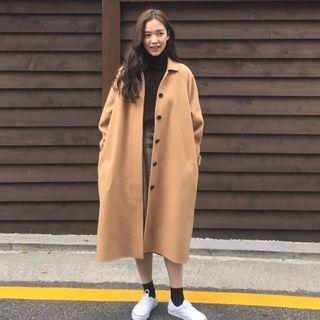 Buttoned Tie-front Long Coat