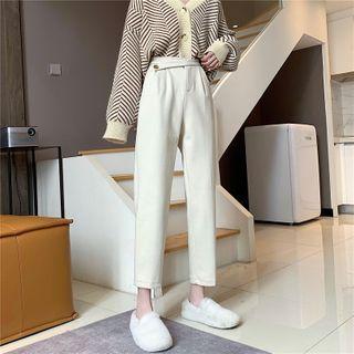 High-waist Woolen Straight-leg Pants