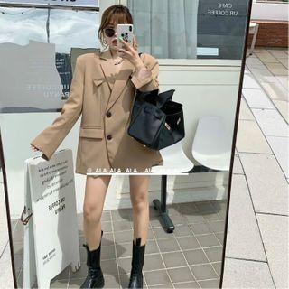 Plain Loose-fit Long-sleeve Blazer