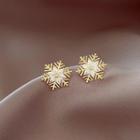Snowflake Rhinestone Alloy Earring 1 Pair - White & Gold - One Size