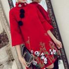 Traditional Chinese 3/4-sleeve Panda Detail Dress