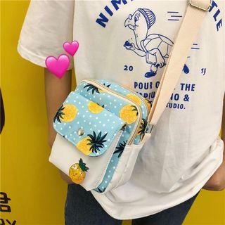 Pineapple Print Nylon Crossbody Bag