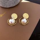 Faux Pearl Alloy Dangle Earring Ndyz275 - White & Gold - One Size