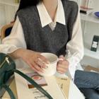Plus Size Plain V-neck Sweater Vest