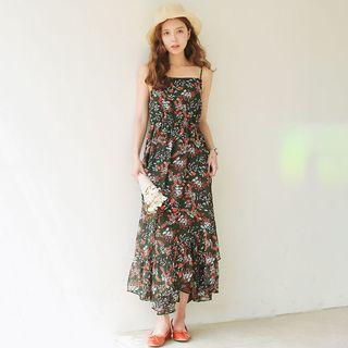 Strappy Floral Chiffon Maxi Sun Dress
