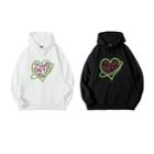 Long Sleeve Fleece Heart Lettering Hoodie