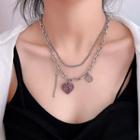 Layered Heart Pendant Chain Necklace As Shown In Figure - One Size