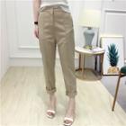 High-waist Plaid Straight-cut Pants
