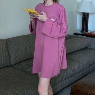 Printed Long-sleeve T-shirt Light Purple - One Size