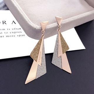 Stainless Steel Triangle Dangle Earring 1 Pair - Black & Gold - One Size