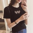 Embroidered Heart Short-sleeve T-shirt