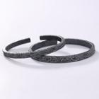 Embossed 925 Sterling Silver Open Bangle 1 Pair - Vintage Black - One Size