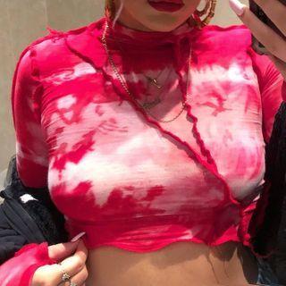 Long-sleeve Tie Dye Paneled T-shirt