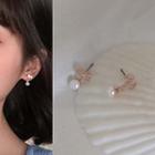 Faux Pearl Rhinestone Leaf Dangle Earring
