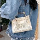 Cat Shaped Handle Lace Crossbody Bag