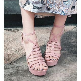 Faux-suede High-heel Roman Sandals