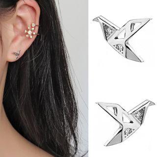Rhinestone Alloy Bird Earring 1 Pair - With Ear Nuts - Silver - One Size