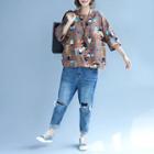3/4-sleeve Cartoon Printed T-shirt