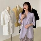 Spaghetti-strap Floral Print A-line Dress / Plain Blazer