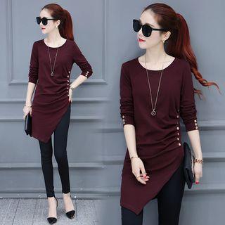 Long-sleeve Asymmetrical Studded Long Top
