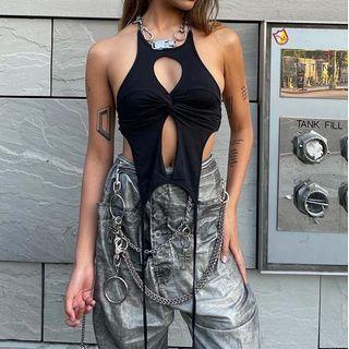 Plain Cut-out Halter Top