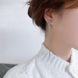 Butterfly Alloy Fringed Earring 1 Pair - Silver - One Size